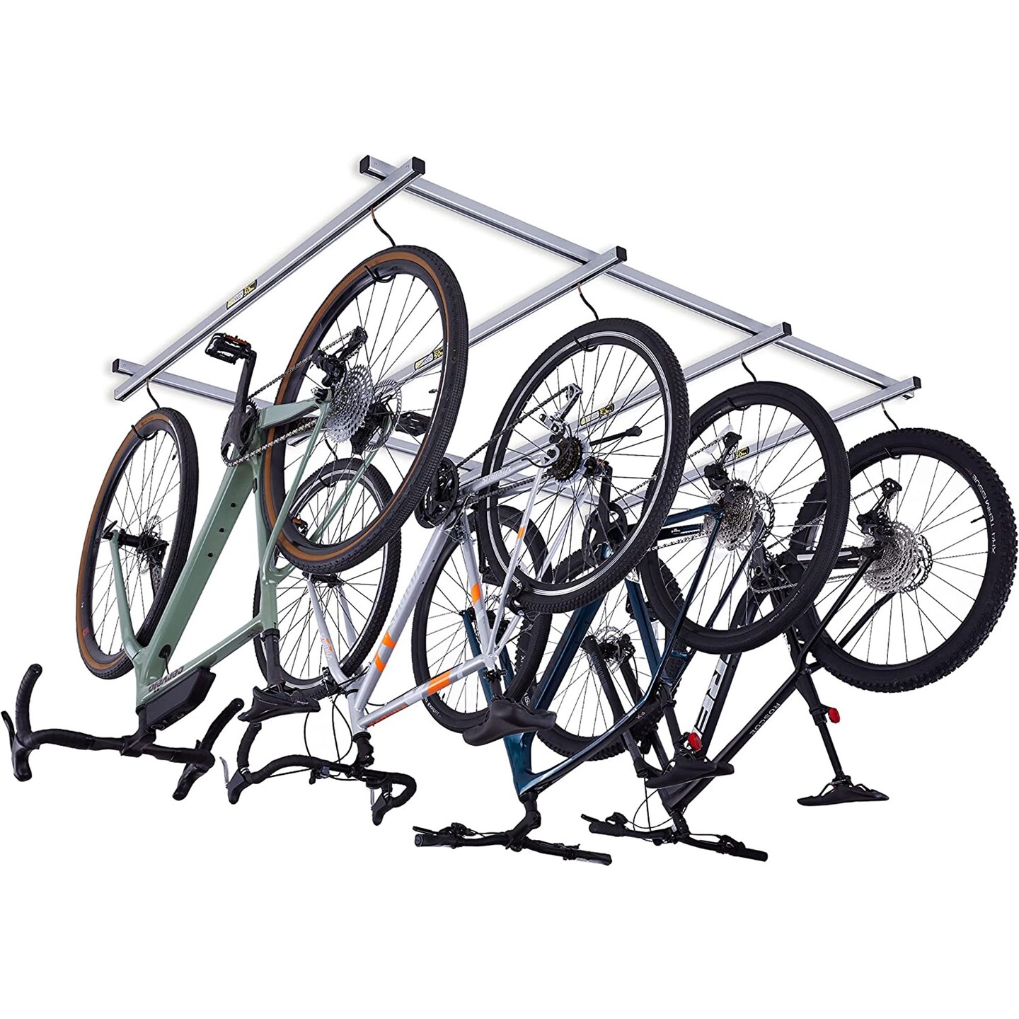 Saris Cycle Glide Ceiling Bike Rack, 4 Bike Hooks for Garage Ceiling,  Adjustable Bike Hooks