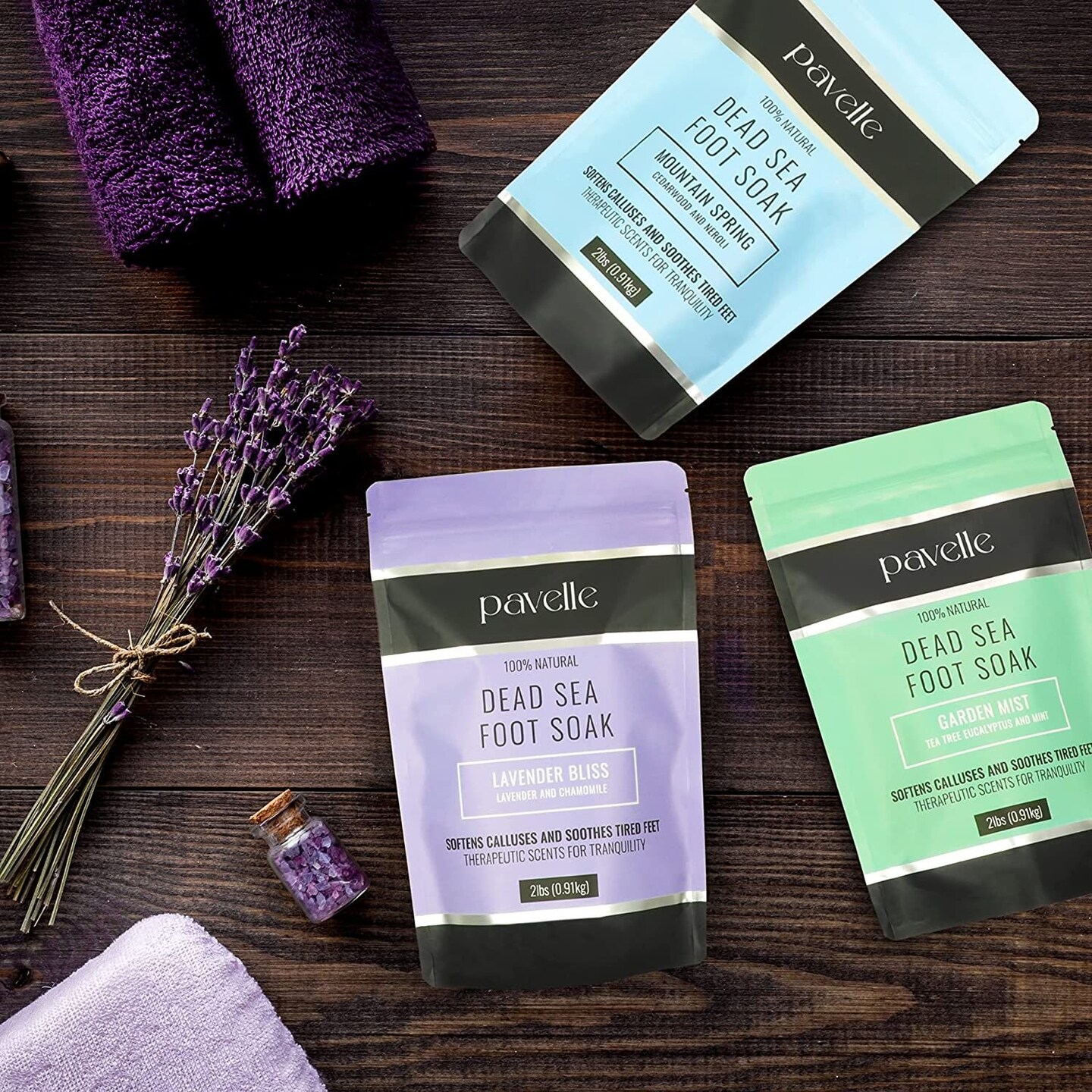 Pavelle Foot Soak Bath Salts, 100% Natural Dead Sea Salt Spa for Tired Feet, 2 lbs (0.91kg)