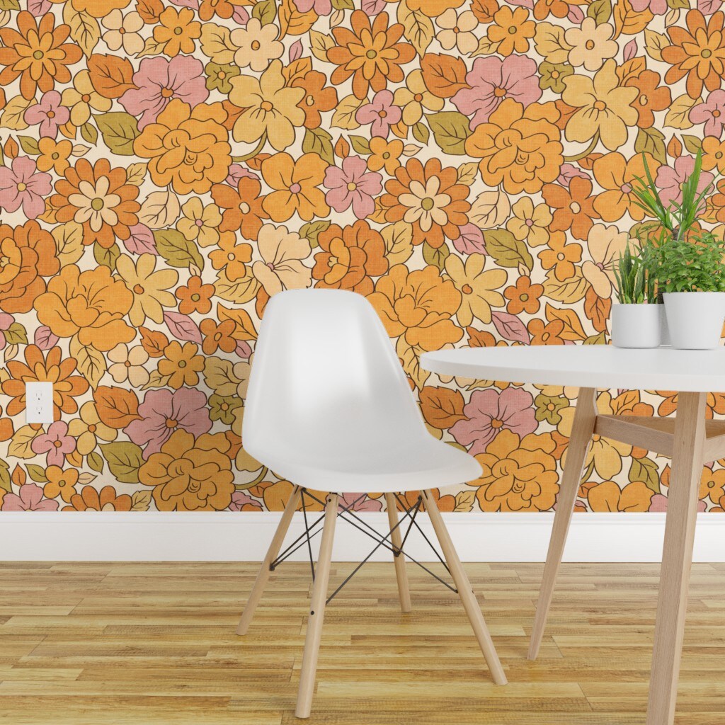 70s floral Wallpaper  Peel and Stick or NonPasted