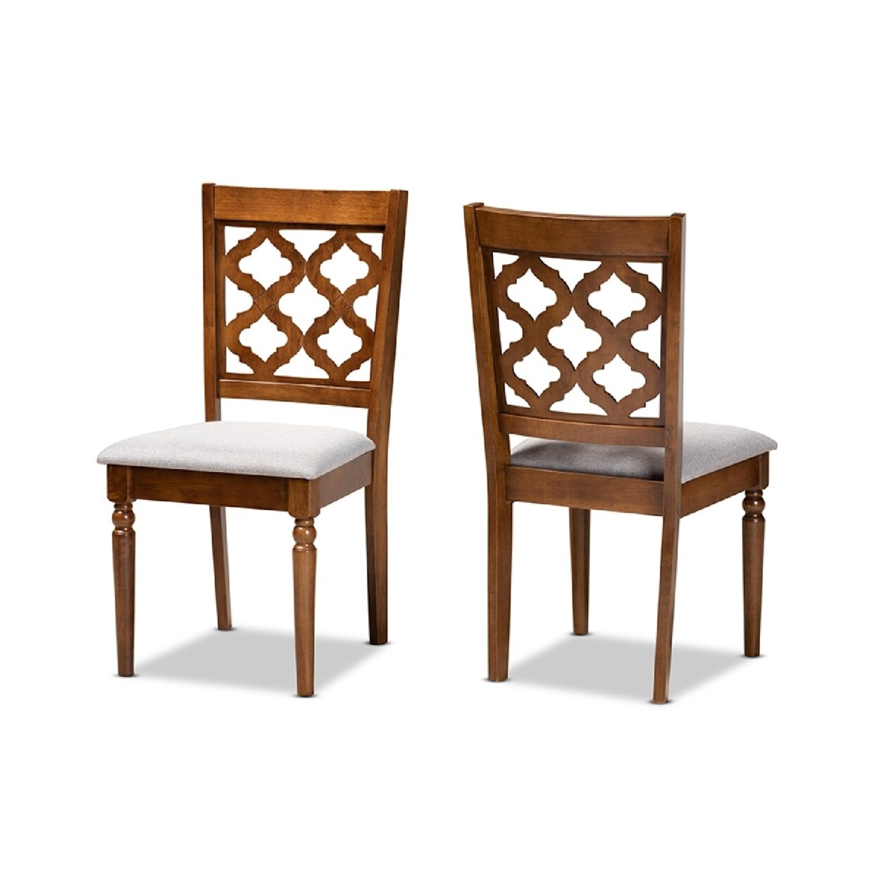 Wholesale Interiors Baxton Studio Ramiro Modern and Contemporary Grey Fabric Upholstered and Walnut Brown Finished Wood 2-Piece Dining Chair Set