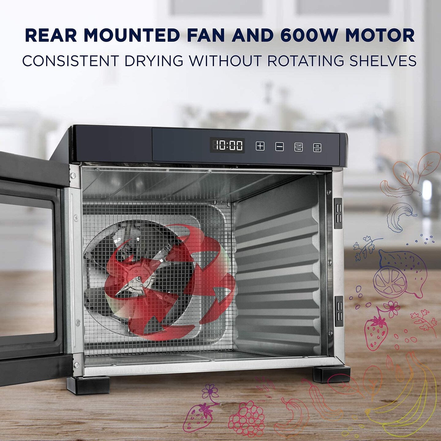 Ivation, Stainless Steel Tray Food Dehydrator For Snacks, Fruit & Beef Jerky