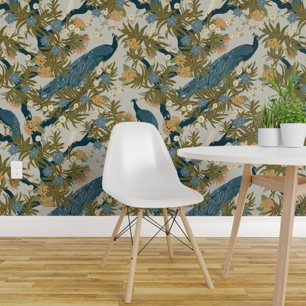 Peel and Stick Bird Wallpaper with Birch Trees Bright Luscious Colors  Removable 631748647020  eBay