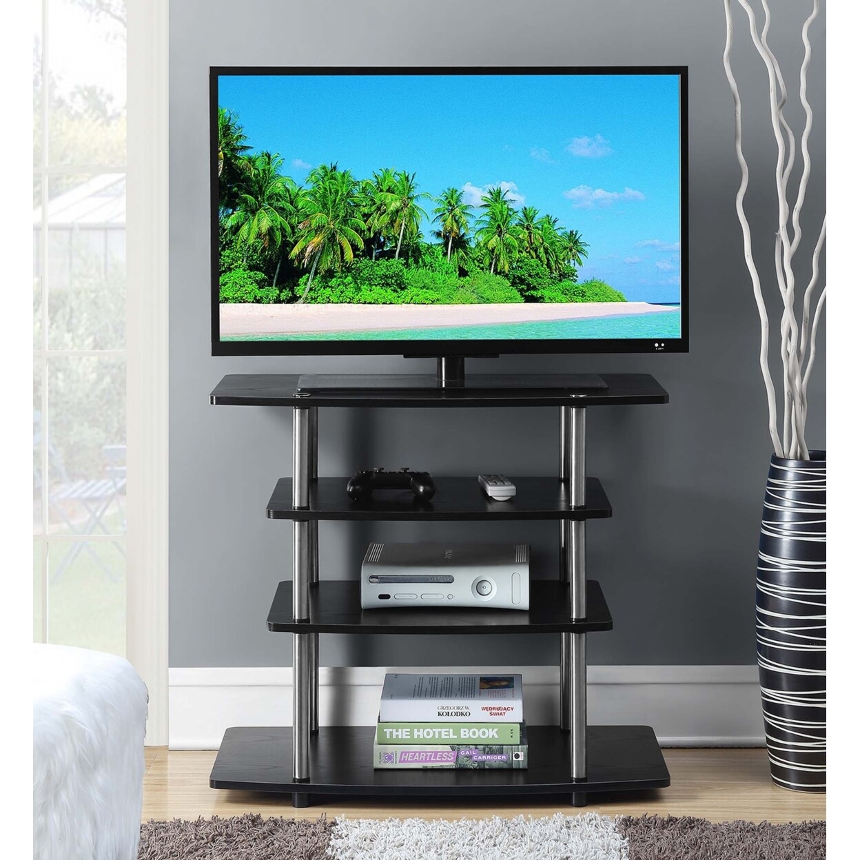 Convenience Concepts Designs2Go No Tools Highboy TV Stand, Black