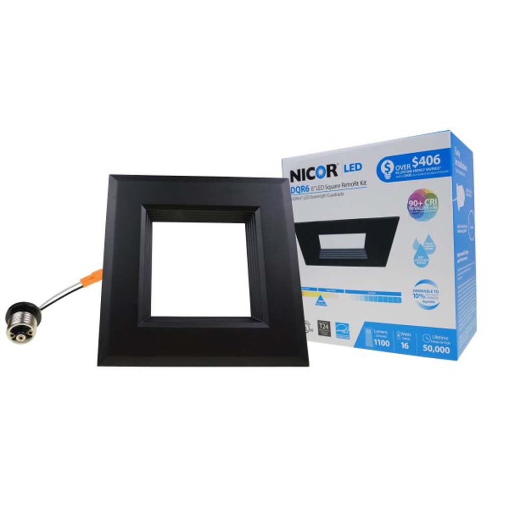 DQR Series 6 in. Black Square LED Recessed Downlight in