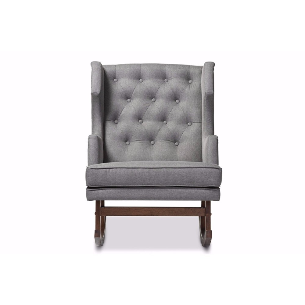 Baxton Studio Iona Mid century Grey Fabric Upholstered Button