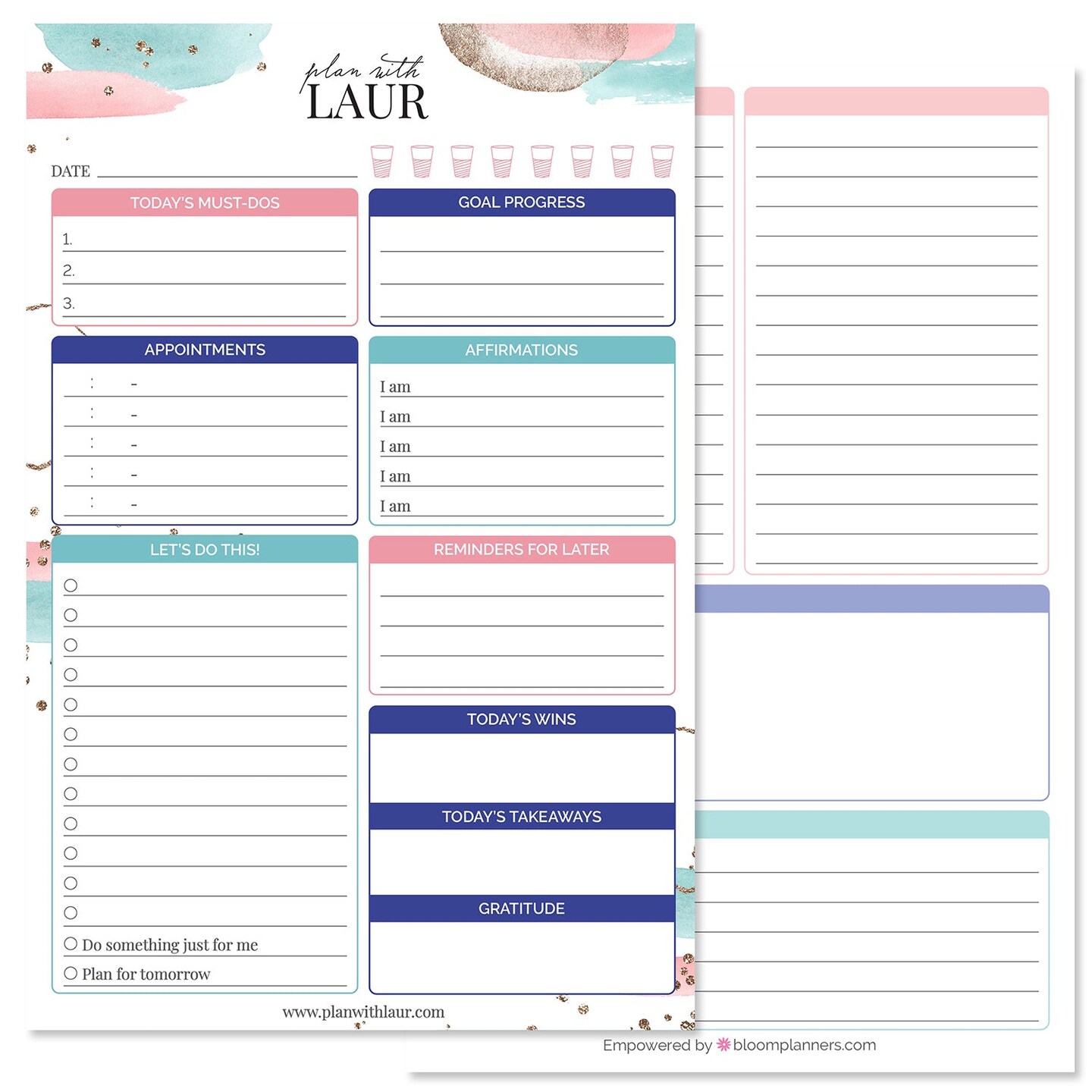 bloom daily planners Planning Pad, 6&#x22; x 9&#x22;, Double Sided Planning Pad, Plan with Laur