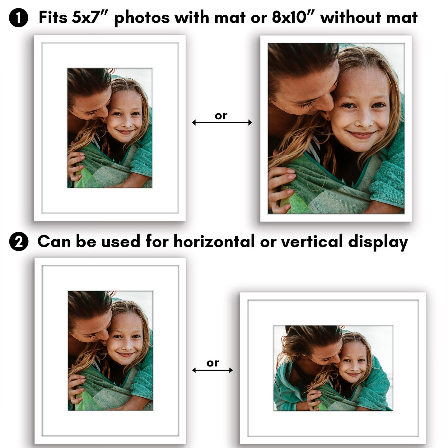 Americanflat Picture Frame with Mat - Modern Design, Shatter-Resistant Glass, Dual Sawtooth Hangers, Ideal for Home and Office Decor