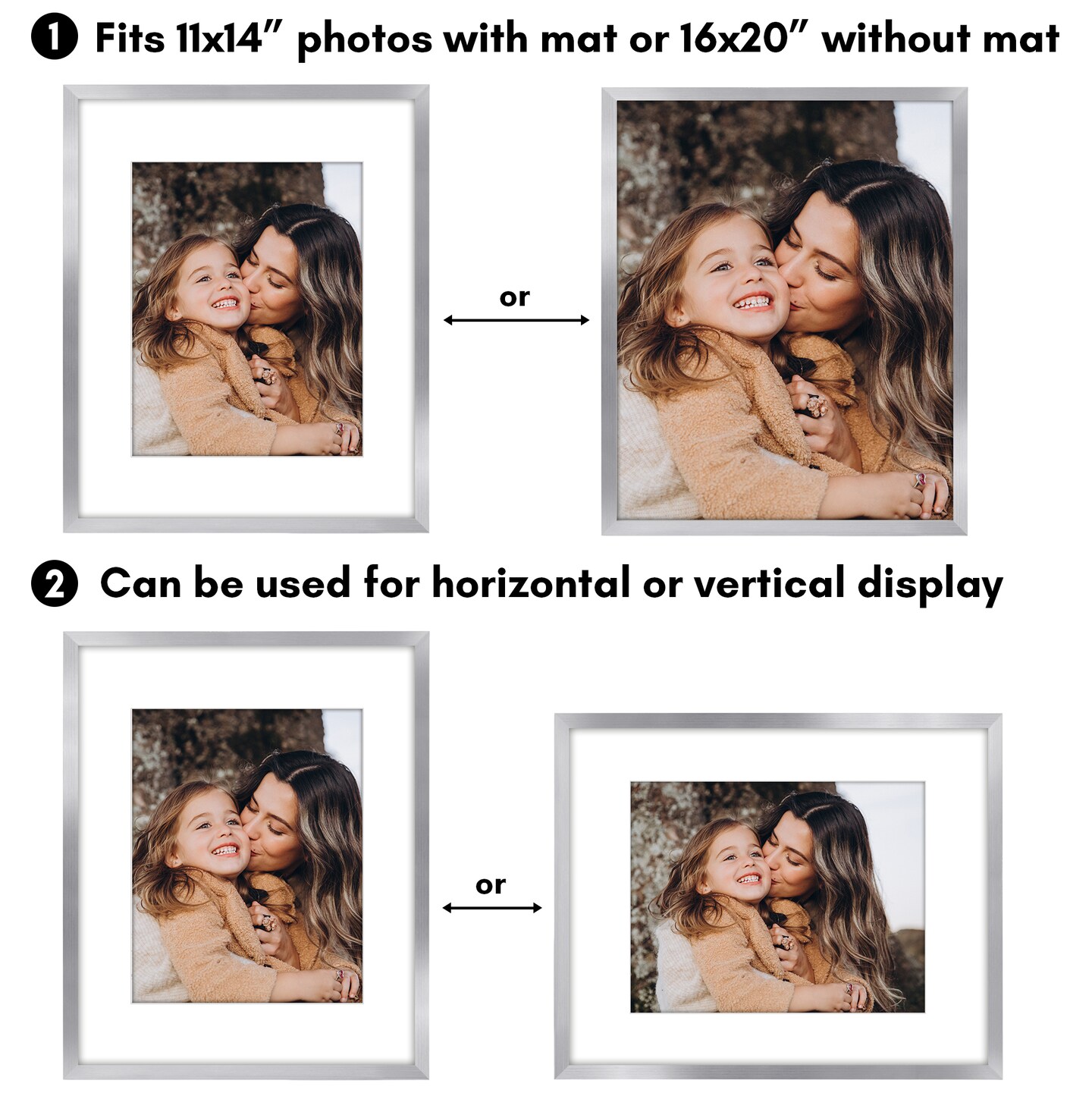 Americanflat 2 Pack of Picture Frames with Mat - Plexiglass Cover
