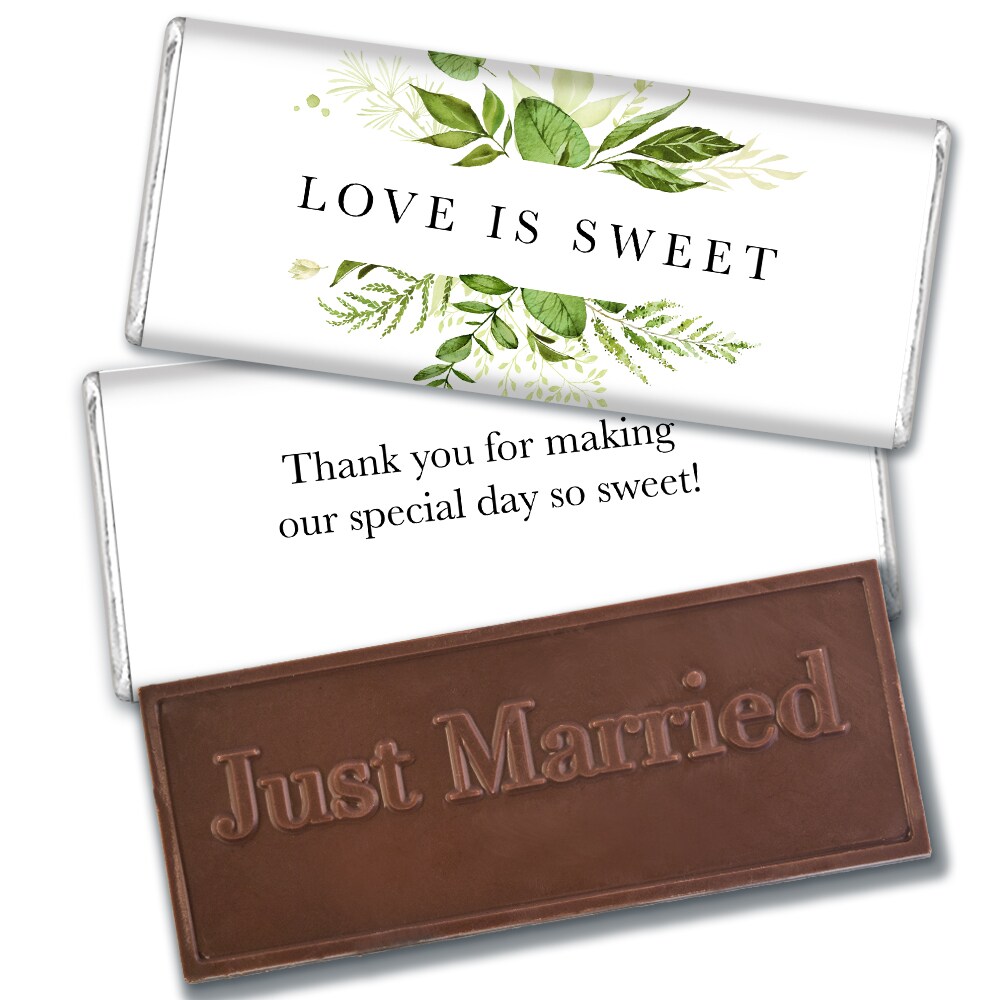 Wedding Candy Party Favors Embossed Belgian Chocolate Bars - Botanical