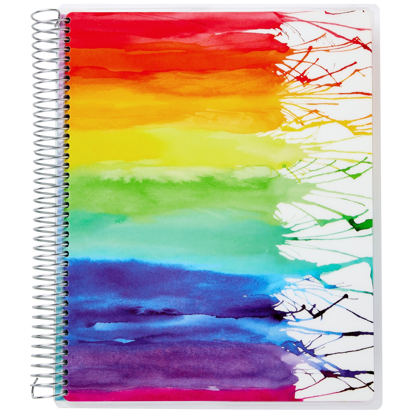 Avery + Amy Tangerine Designer Collection Planner, Undated 12-Month Planner with Stickers, 8.25&#x22; x 9.75&#x22;, Rainbow Paint Design (29880)