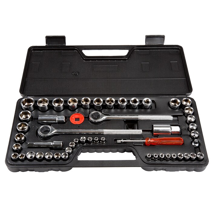 Stalwart 52 Piece 1/4 3/8 And 1/2 Drive Socket Wrench Set Sae And Metric