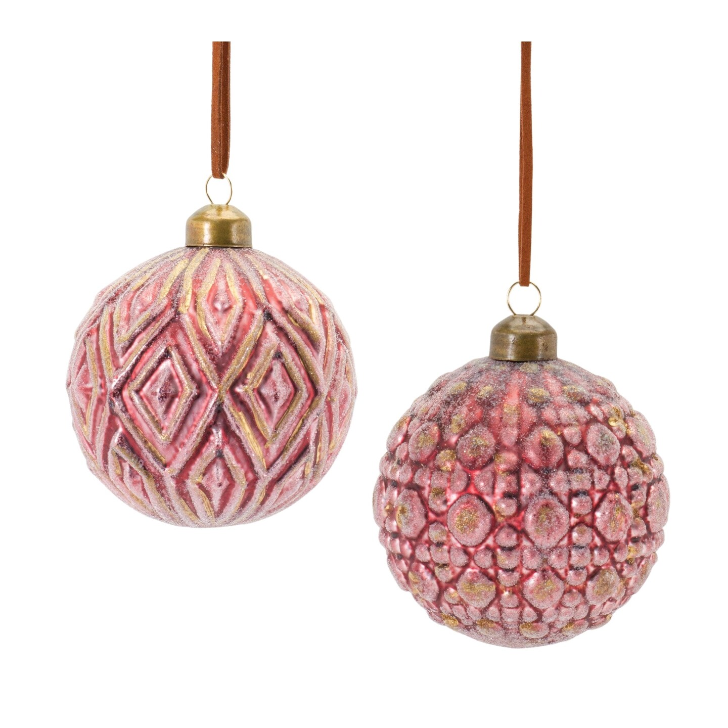Melrose Glittered Glass Christmas Ball Ornaments - 3&#x22; (80mm) - Red and Gold - 12ct