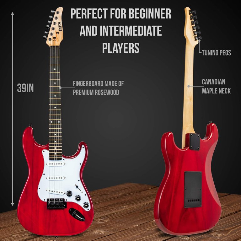 LyxPro Beginner Stratocaster 39” Electric Guitar and Electric Guitar Accessories