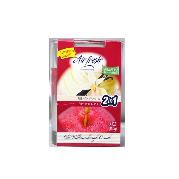 Air Fresh   3 Oz Scented 2 in 1 Candle- French Vanilla + Ripe Red Apple
