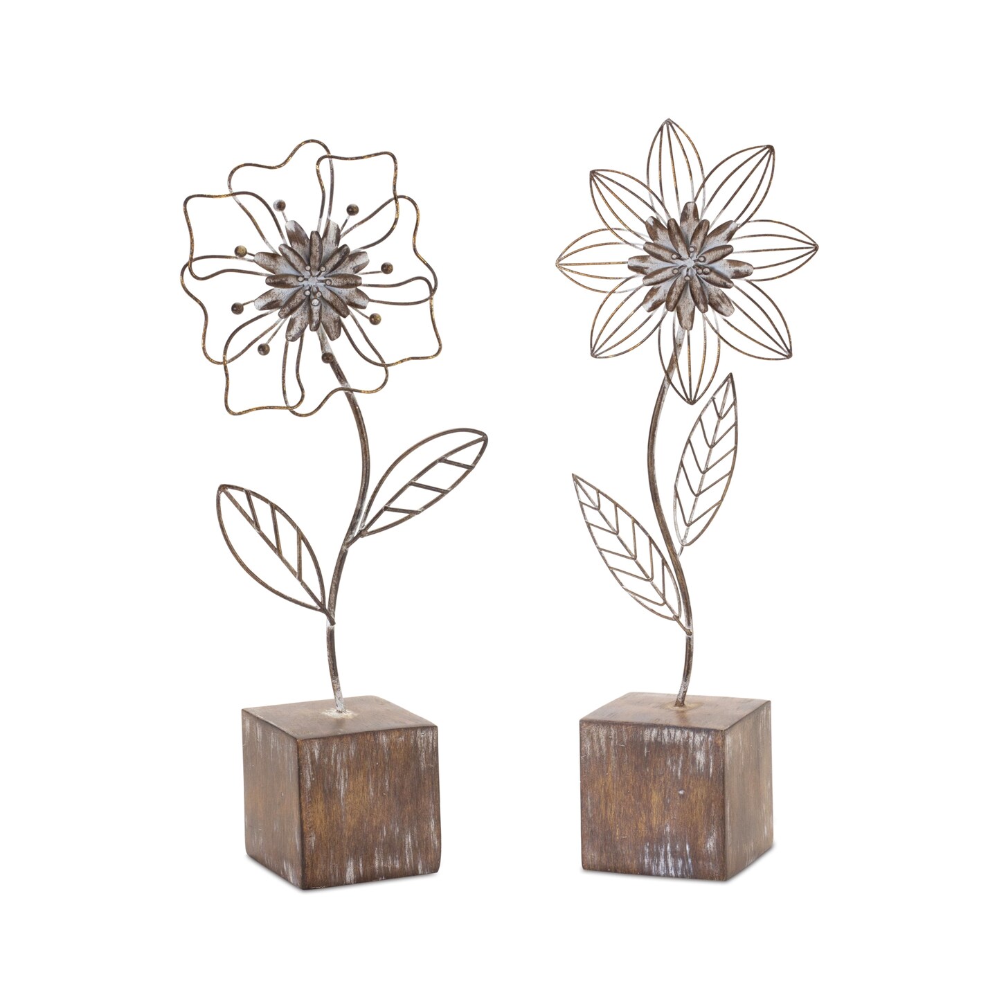 Melrose Set of 2 Floral Tabletop Decorations 14.5&#x22;