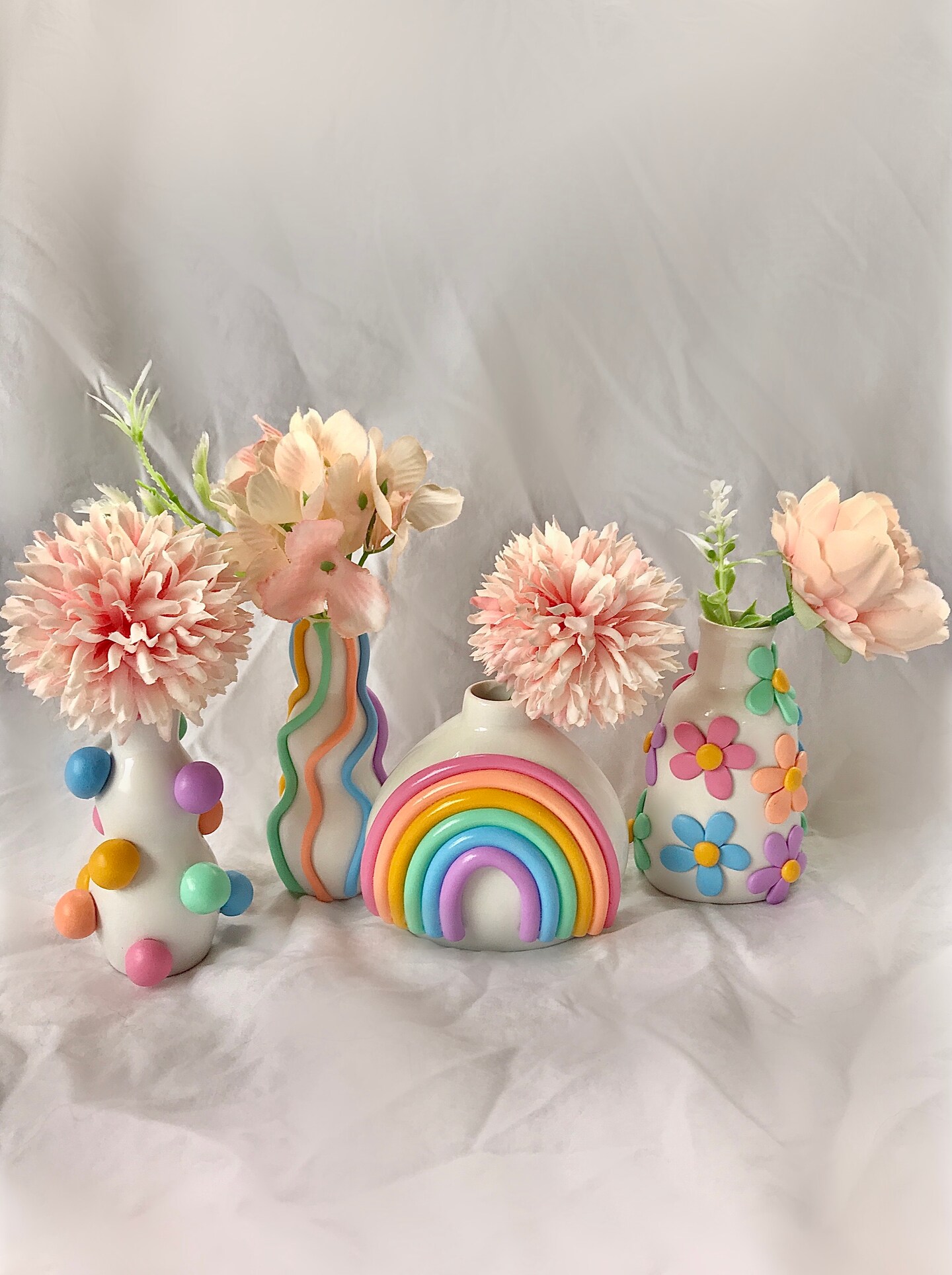 Retro Eclectic Colorful Bud Vase/ Cute Ceramic Vase/ Rainbow Pot Planter/  Modern Ceramic Vase/ Pastel Color Ceramics/ Boho Home Decor 