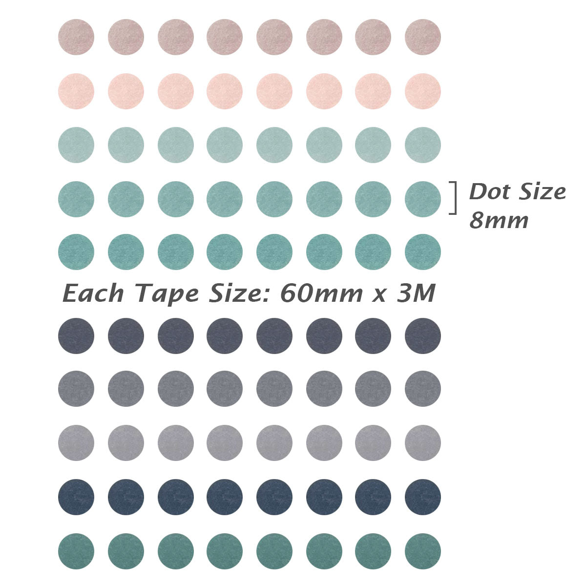 Wrapables Colorful Dots Washi Masking Tape, Round Circle Stickers for Scrapbooking, Planners, Bullet Points, and Journals 6M Length Total (Set of 2)