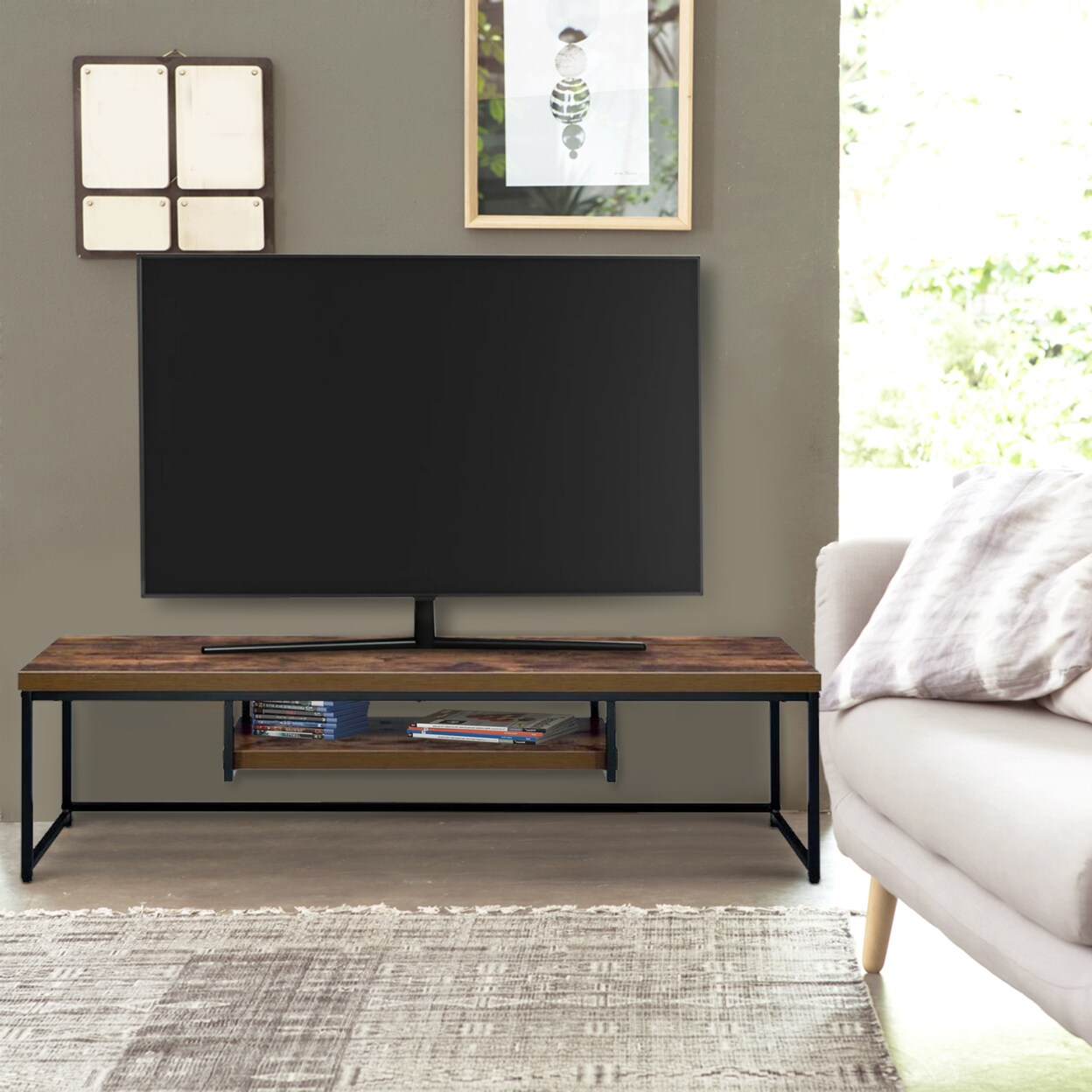 ACME Rectangular Wood And Metal TV Stand With One Shelf