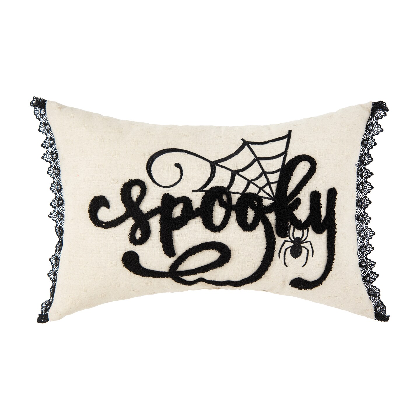 14&#x22; x 22&#x22; Spooky Black And White Halloween Embroidered Throw Pillow
