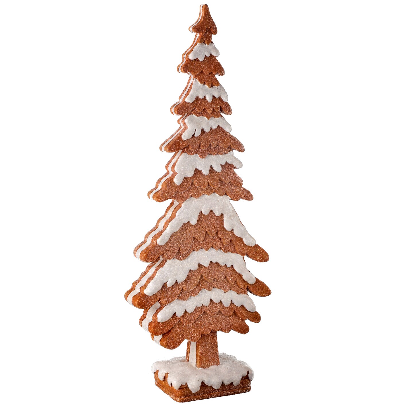 Contemporary Home Living 14&#x22; Brown and White Layered Christmas Gingerbread Tree