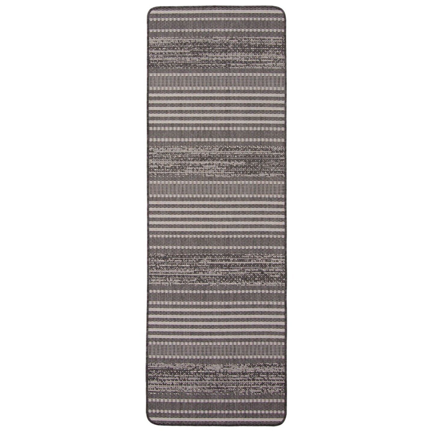 Chaudhary Living 2&#x27; x 6.5&#x27; Black and Gray Striped Rectangular Outdoor Area Throw Rug Runner