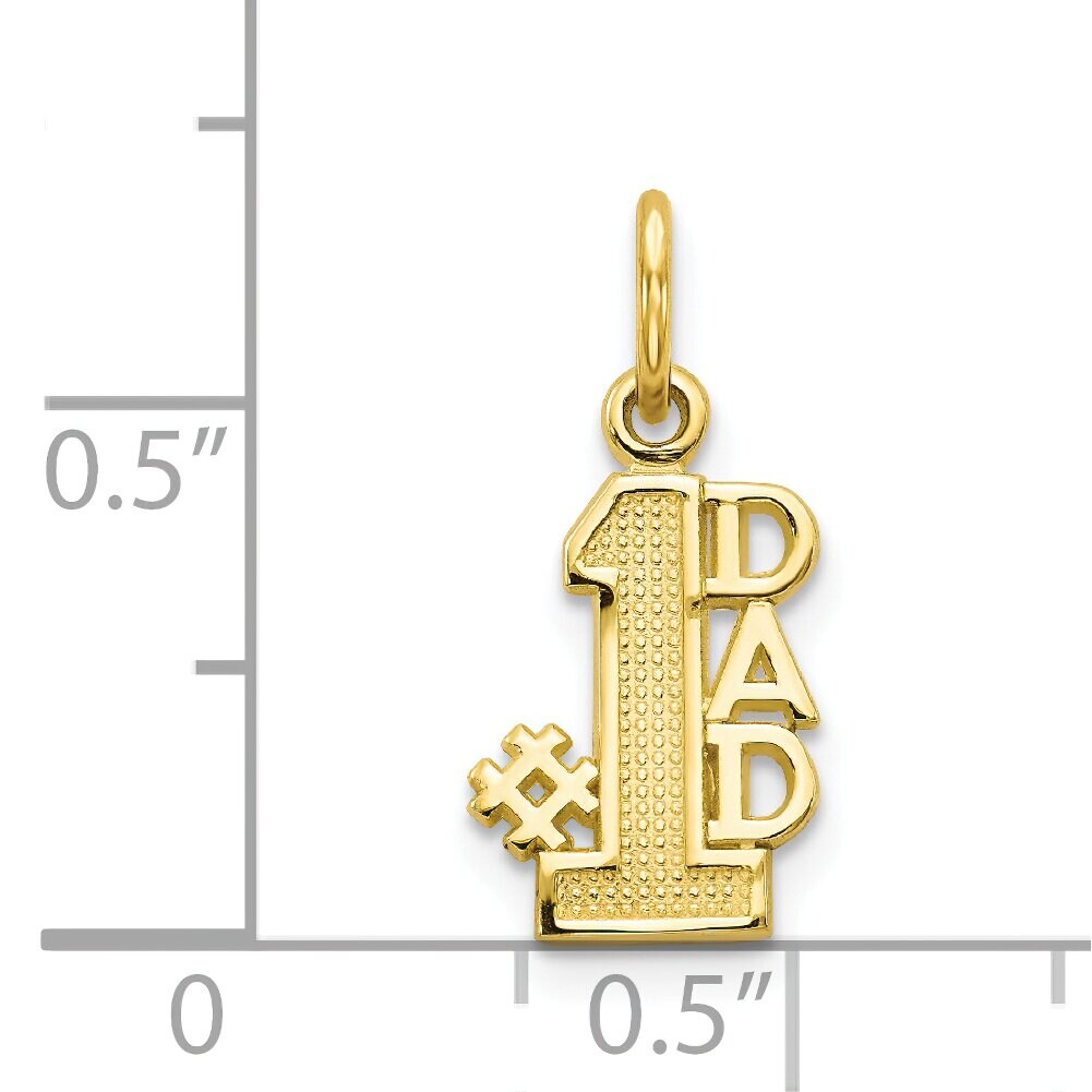 Dad Charm 10K Yellow Gold #1 Dad Charm Father Daddy Pendant 15 X 17mm Jewerly