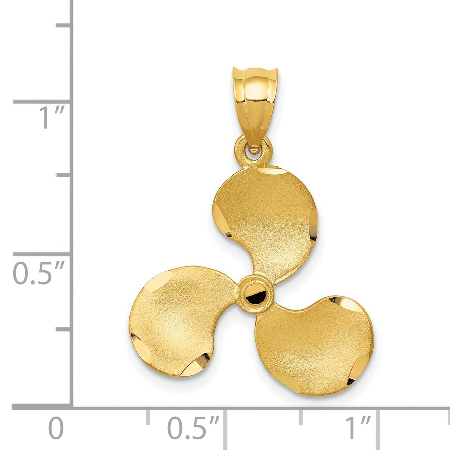 14K Gold 3 Blade Ship Propeller Charm Sailing Pendant Jewerly 26mm x 20mm