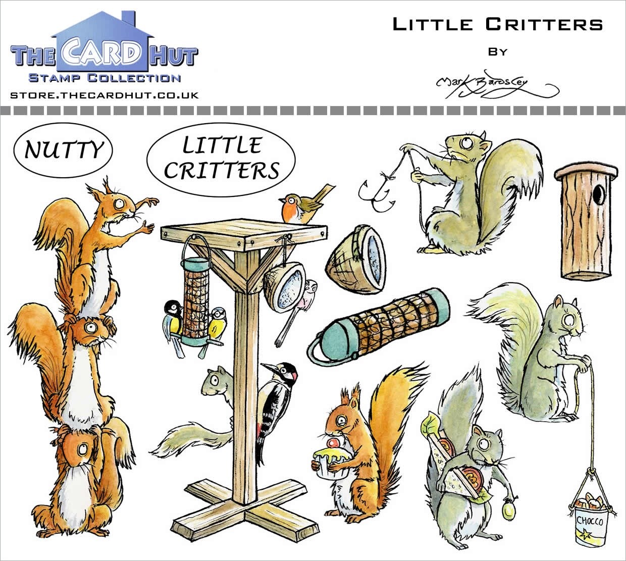 The Card Hut Clear Stamps 4"X6" By Mark Bardsley-Outdoors - Little Critters