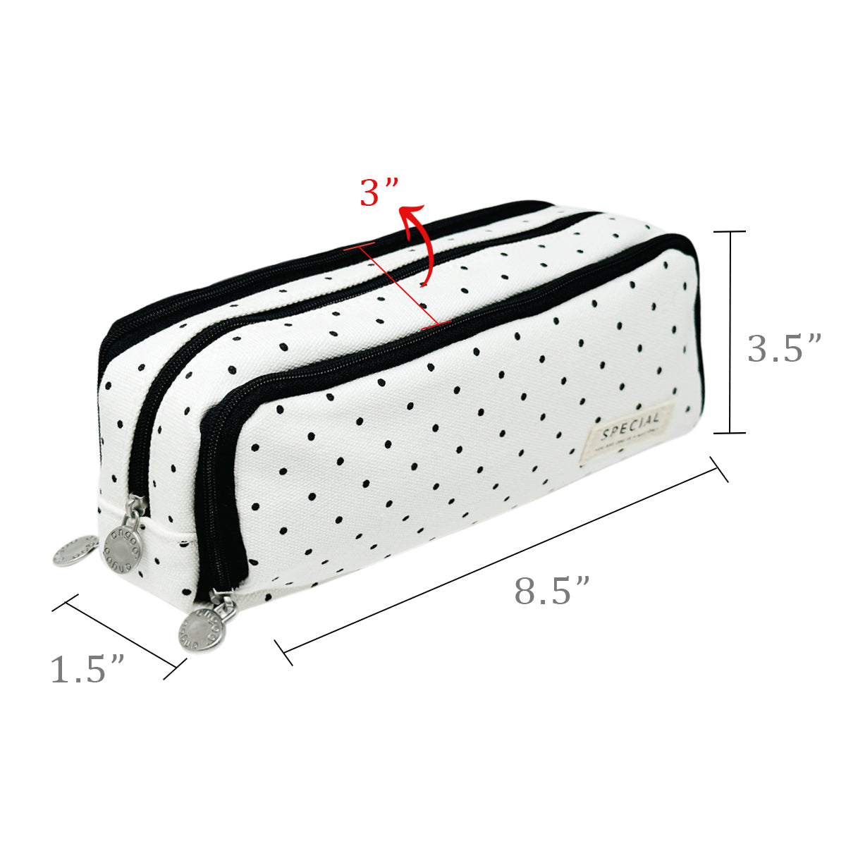 Wrapables Large Capacity Pencil Case, 3 Compartment Pencil Pouch for Stationery Pens