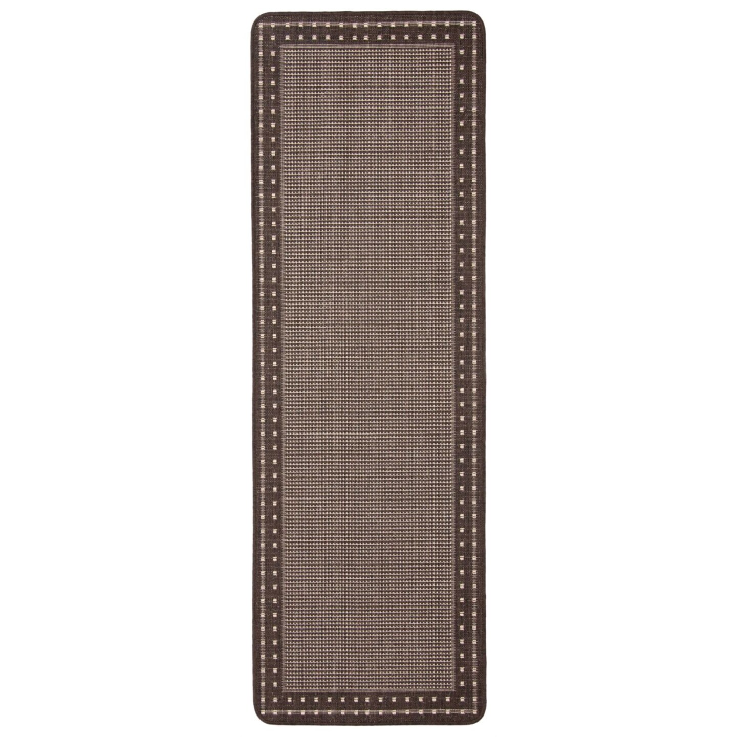 Chaudhary Living 2&#x27; x 6.5&#x27; Bordered Outdoor Area Throw Rug Runner - Chocolate Brown