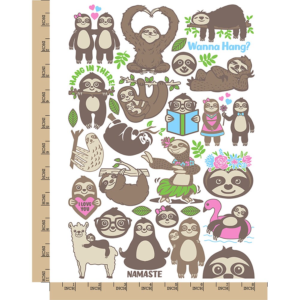 Hanging with Sloths Temporary Tattoo Water Resistant Fake Body Art Set Collection