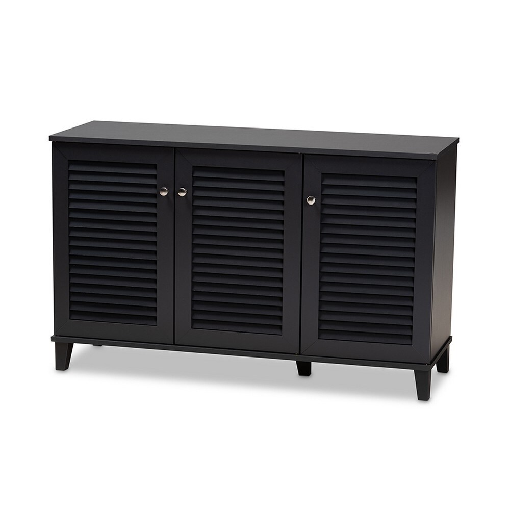 Baxton Studio   Coolidge Modern and Contemporary Dark Grey Finished 8-Shelf Wood Shoe Storage Cabinet