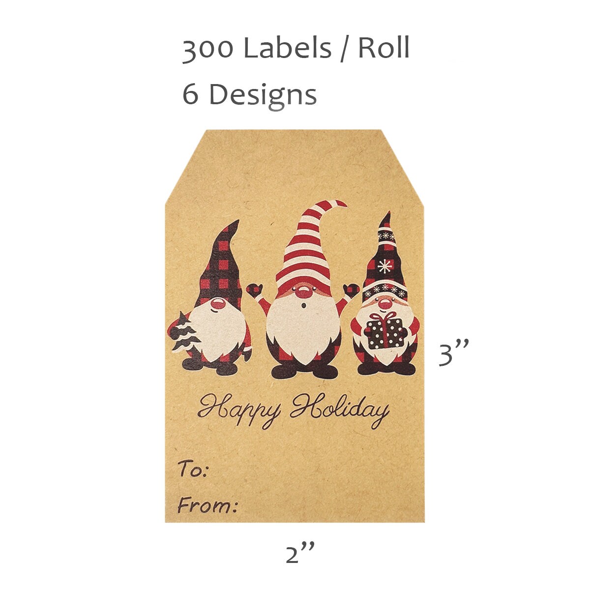 Wrapables Christmas Holiday Gift Tag Stickers and Labels Roll for Gift-Wrapping, Labeling, Package Decoration