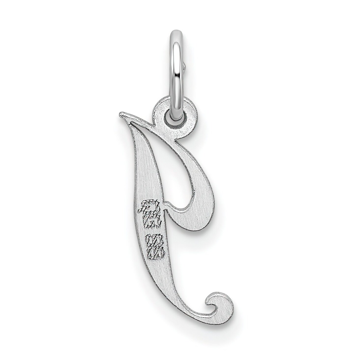 Sterling Silver Small Script Initial Letter J Charm Jewerly 16mm x 10mm