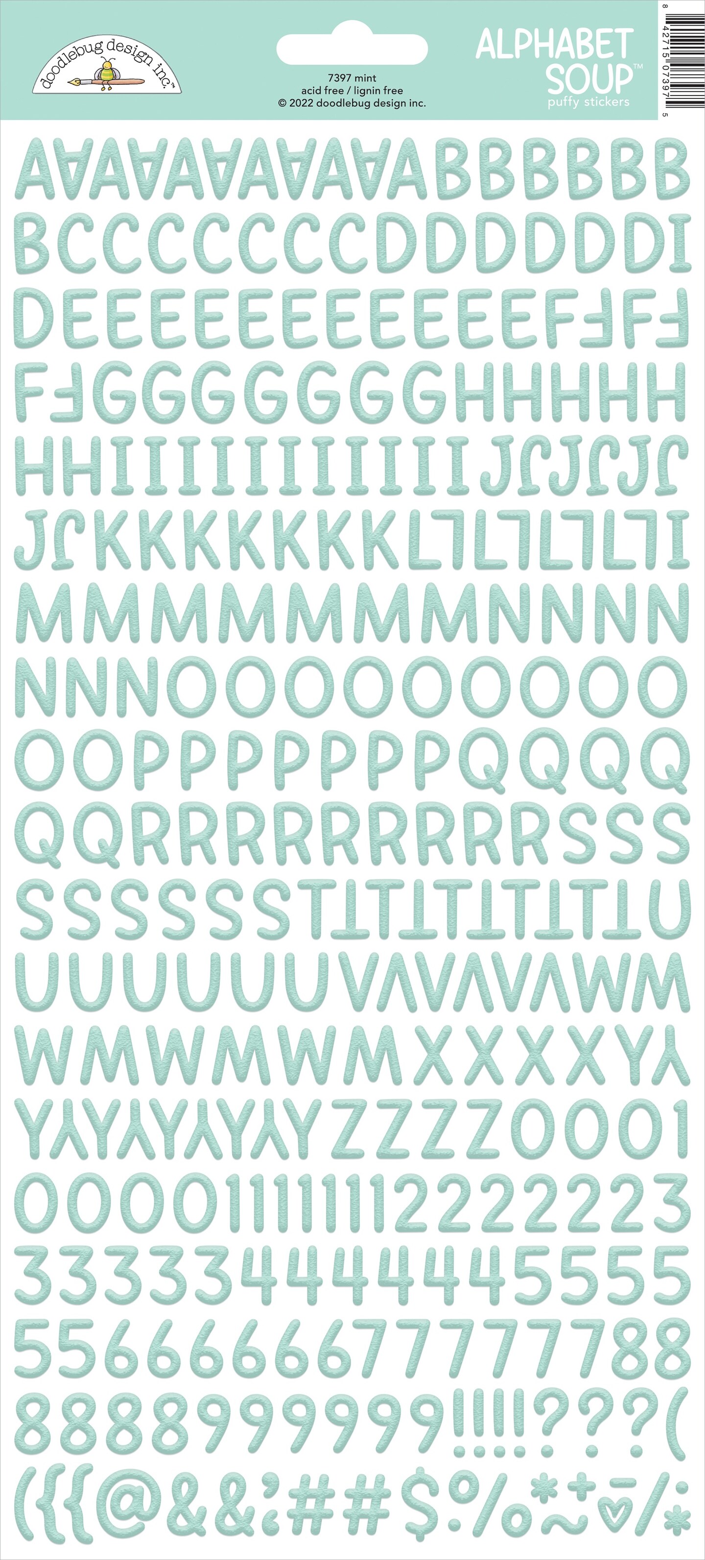 Doodlebug Alphabet Soup Puffy Stickers 6&#x22;X13&#x22;