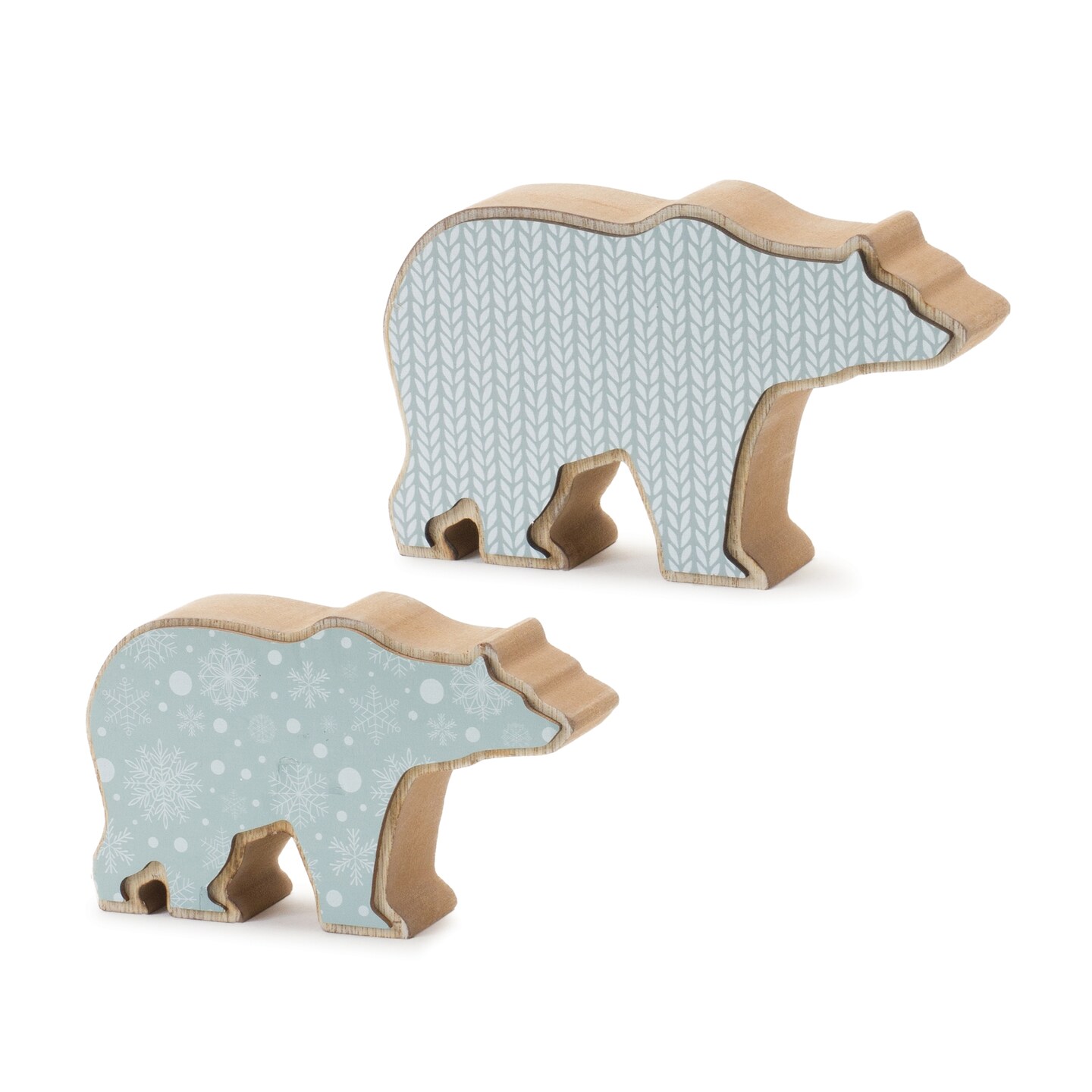 Melrose Wooden Polar Bear Christmas Tabletop Decorations - 6&#x22; - Set of 2
