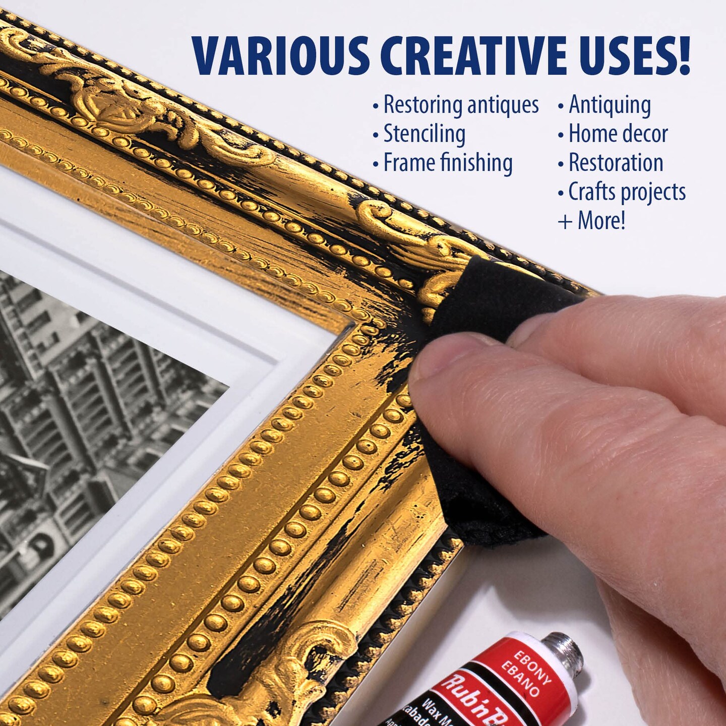 AMACO Rub n Buff Wax Metallic Finish - 3 Rub n Buff Ebony 15ml Tubes - Versatile Gilding Wax for Finishing Furniture Antiquing and Restoration - Rub and Buff Colors Set of Three