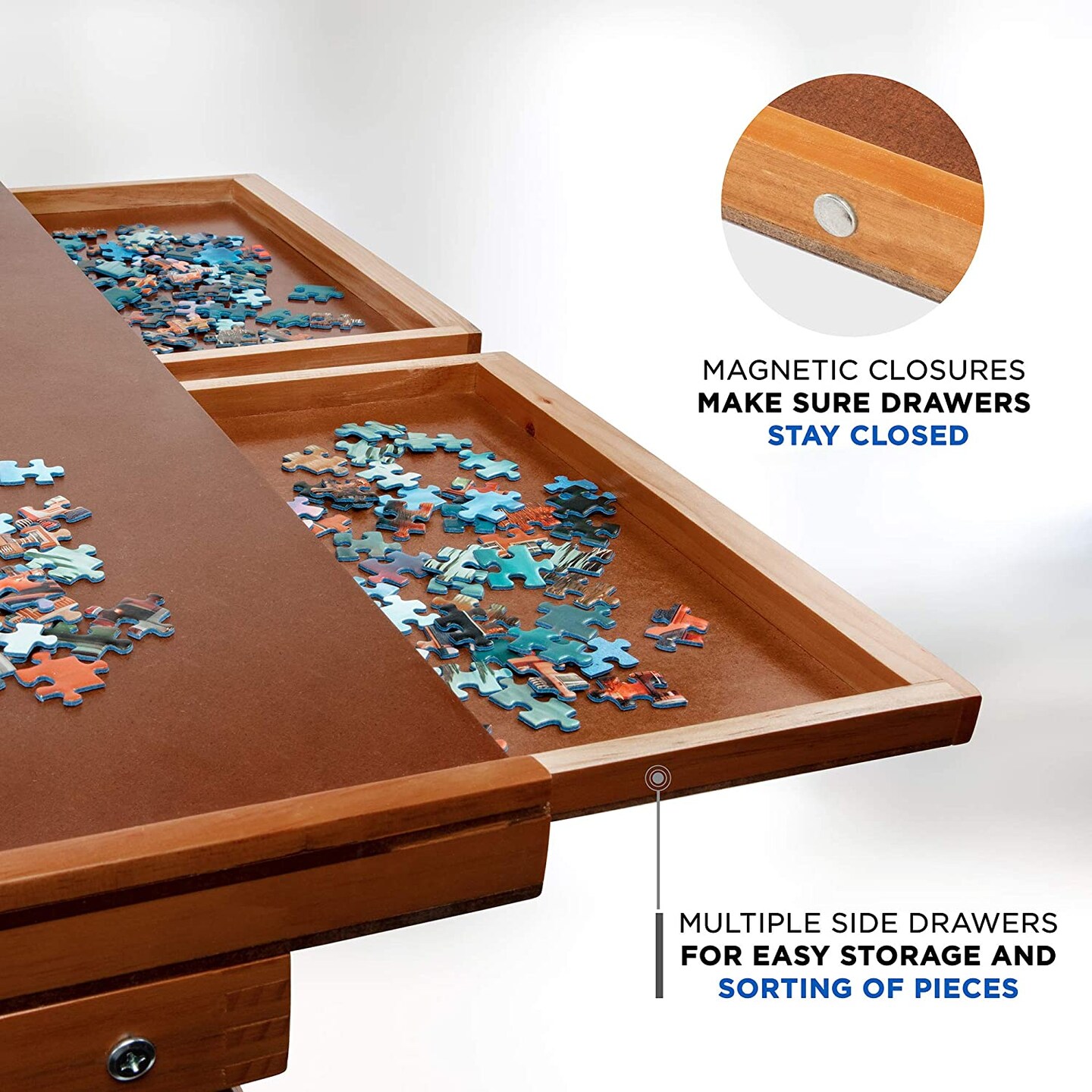 Jumbl Premium 1500 Piece Puzzle Board Rack 27? x 35? Wooden Jigsaw Puzzle Table with Felt Surface - Jumbl - JUMPUZRK27FCW