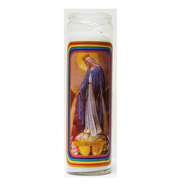 Prayer Glass Candle White- Virgin Mary