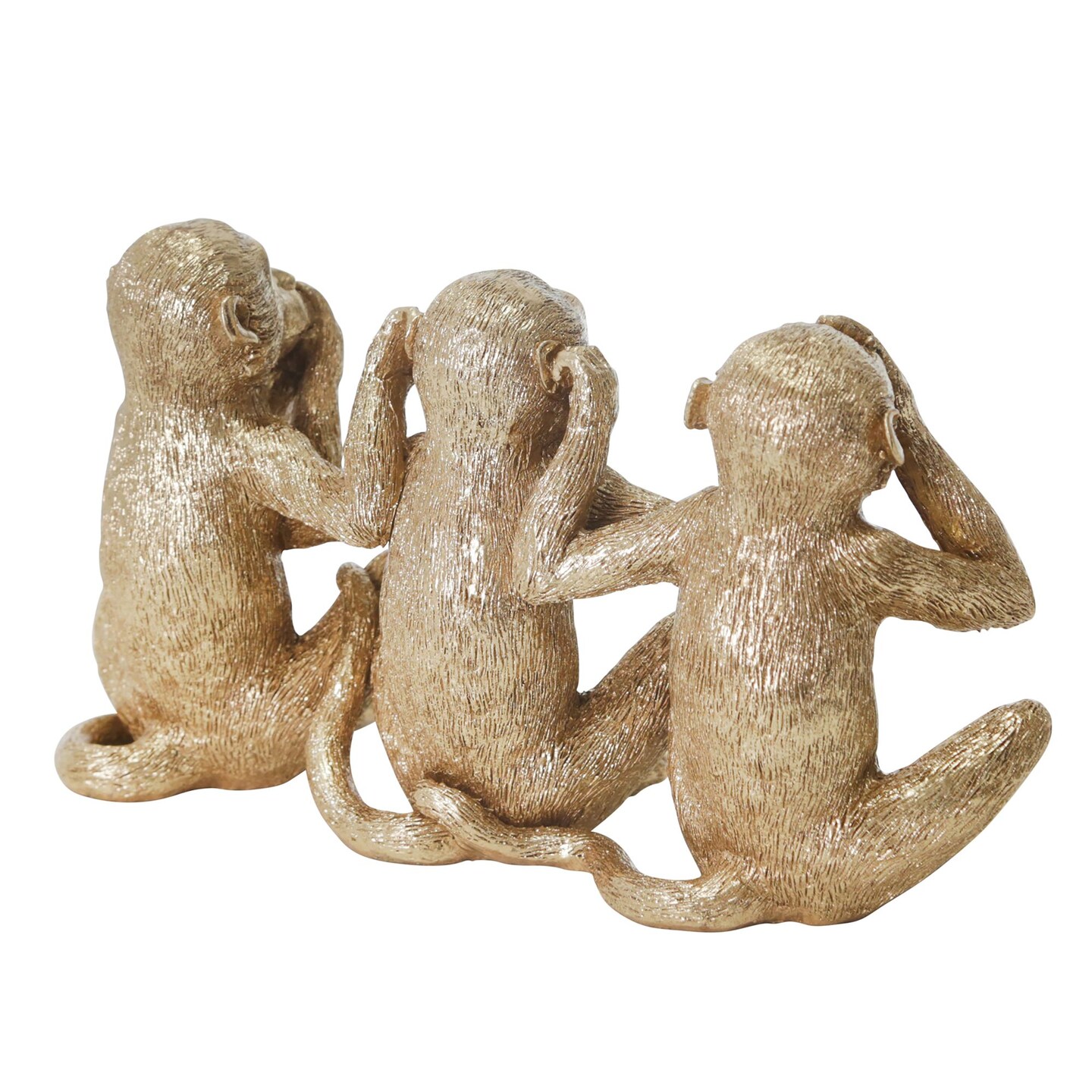 Kingston Living 10.5&#x22; Gold Tropical Monkeys No Evil Tabletop Figurine