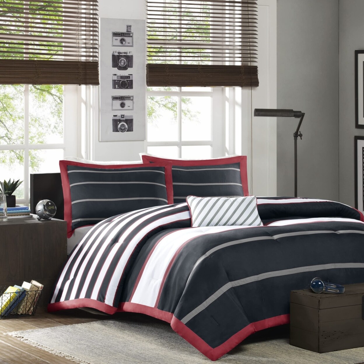 MI ZONE Ashton Casual Comforter Set, Vibrant Colorblock Design, Modern Bedding Geometric Stripes All Season Cover