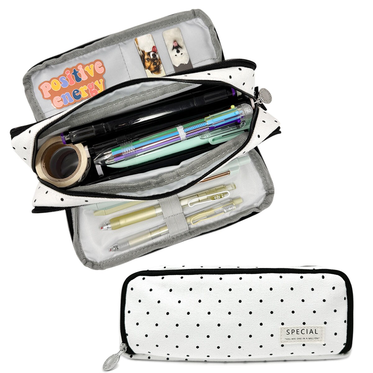 Zipper Pencil Case Large Capacity Pouch with 3 Compartments