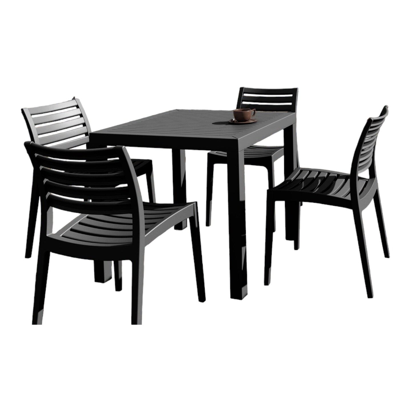 Luxury Commercial Living 5-Piece Gray Stackable Square Outdoor Patio Dining Set 33&#x22;