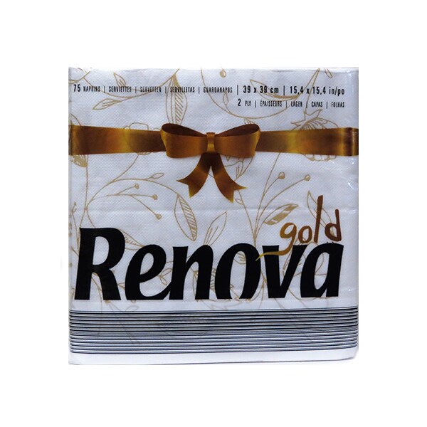 Renova   Gold Table Napkin- White (75 Count)