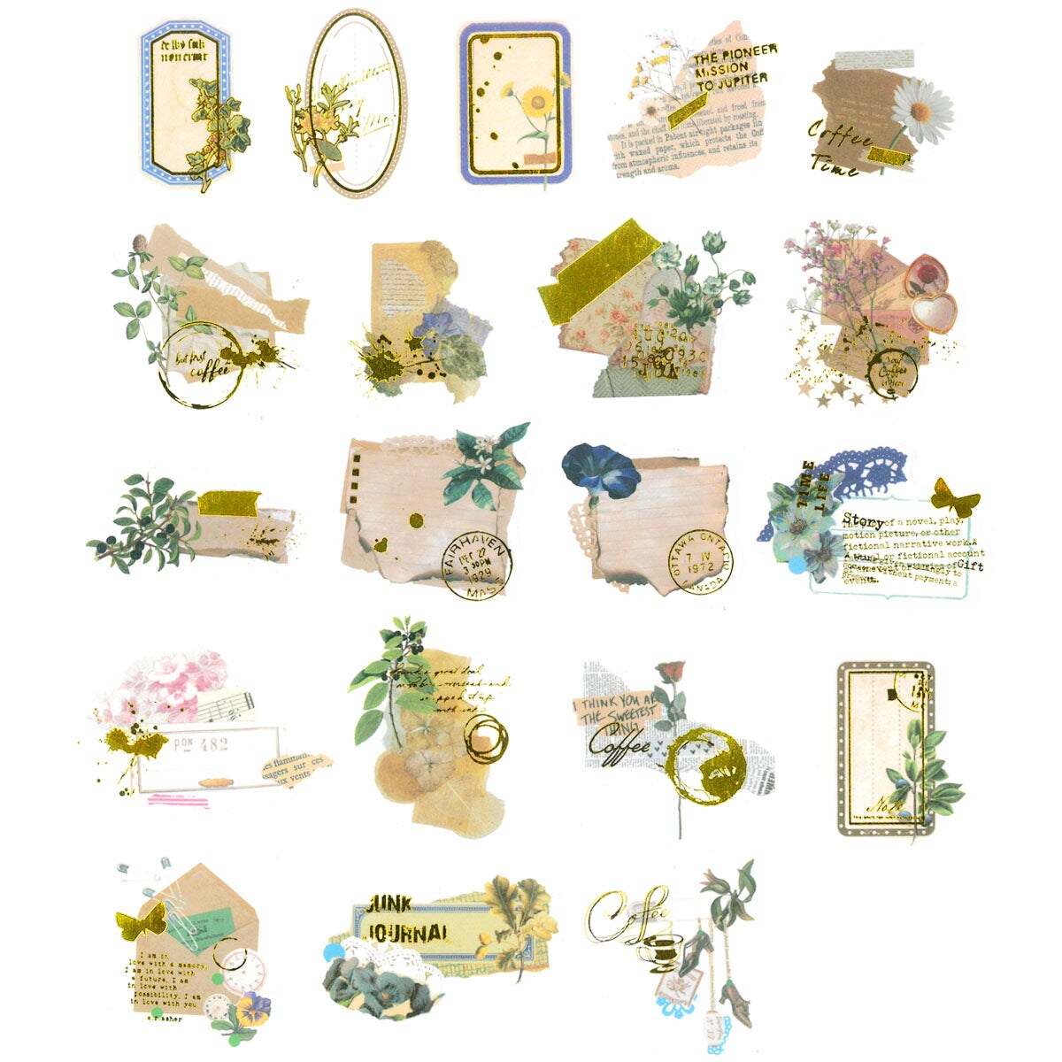 Wrapables Decorative Scrapbooking Washi Stickers, DIY Crafts for Stationery, Diary, Card Making (60 pcs)