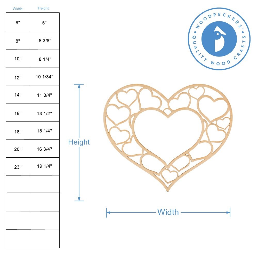 Heart Frame Wood Cutout, From 6&#x201D;-23&#x201D;, Valentine Decor | Woodpeckers