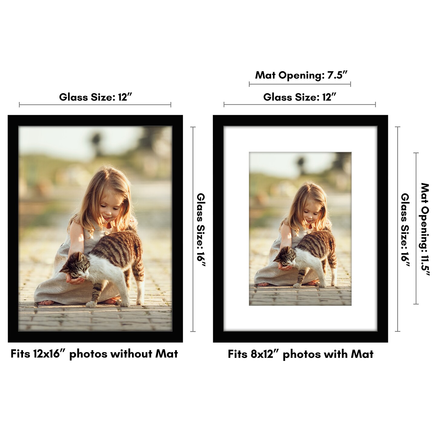 Picture Frame with Mat - Wood with Glass Cover