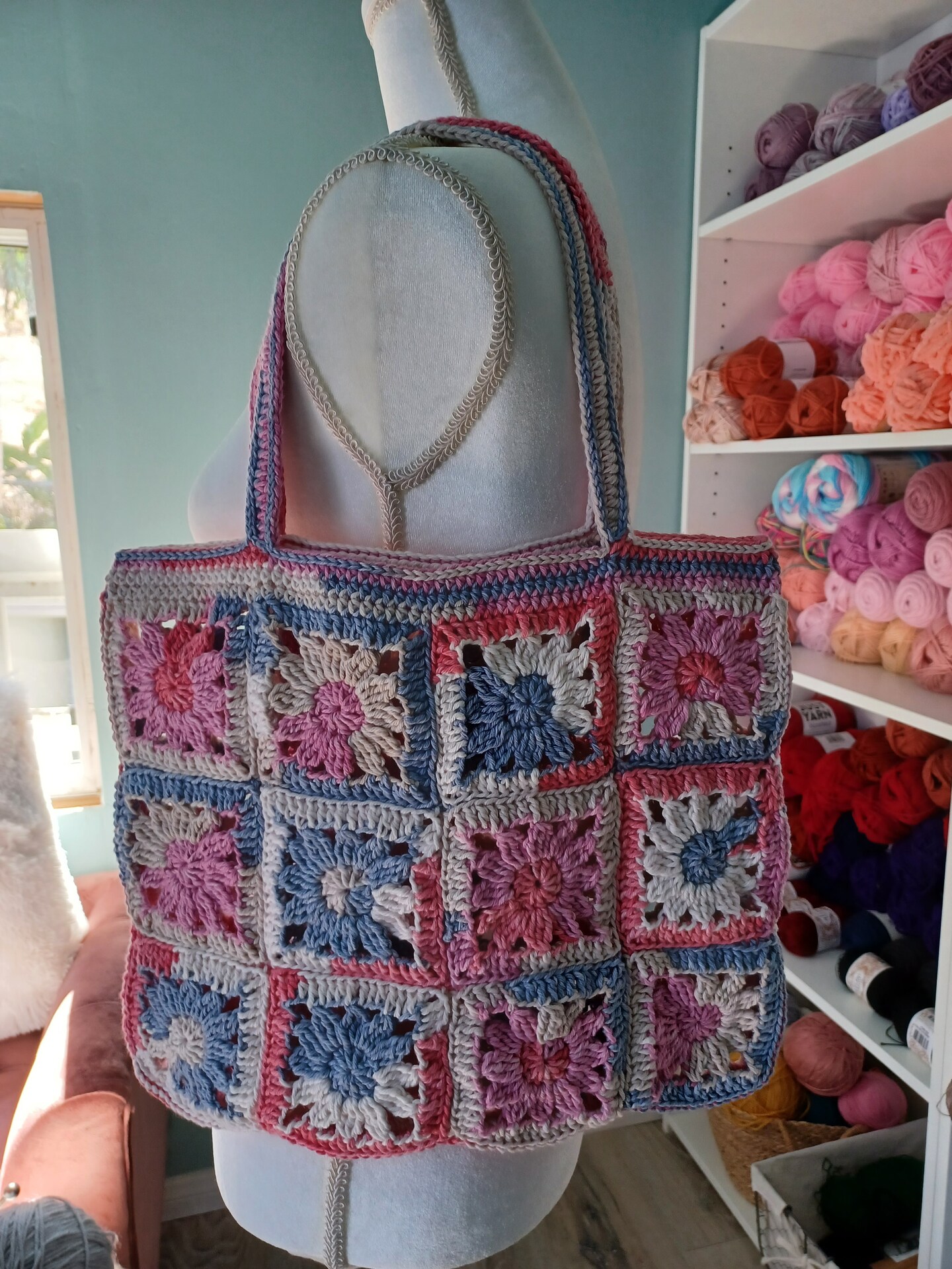 Tote Bag - Lilac fashion Blossom - All Colours - Knitted - Handmade