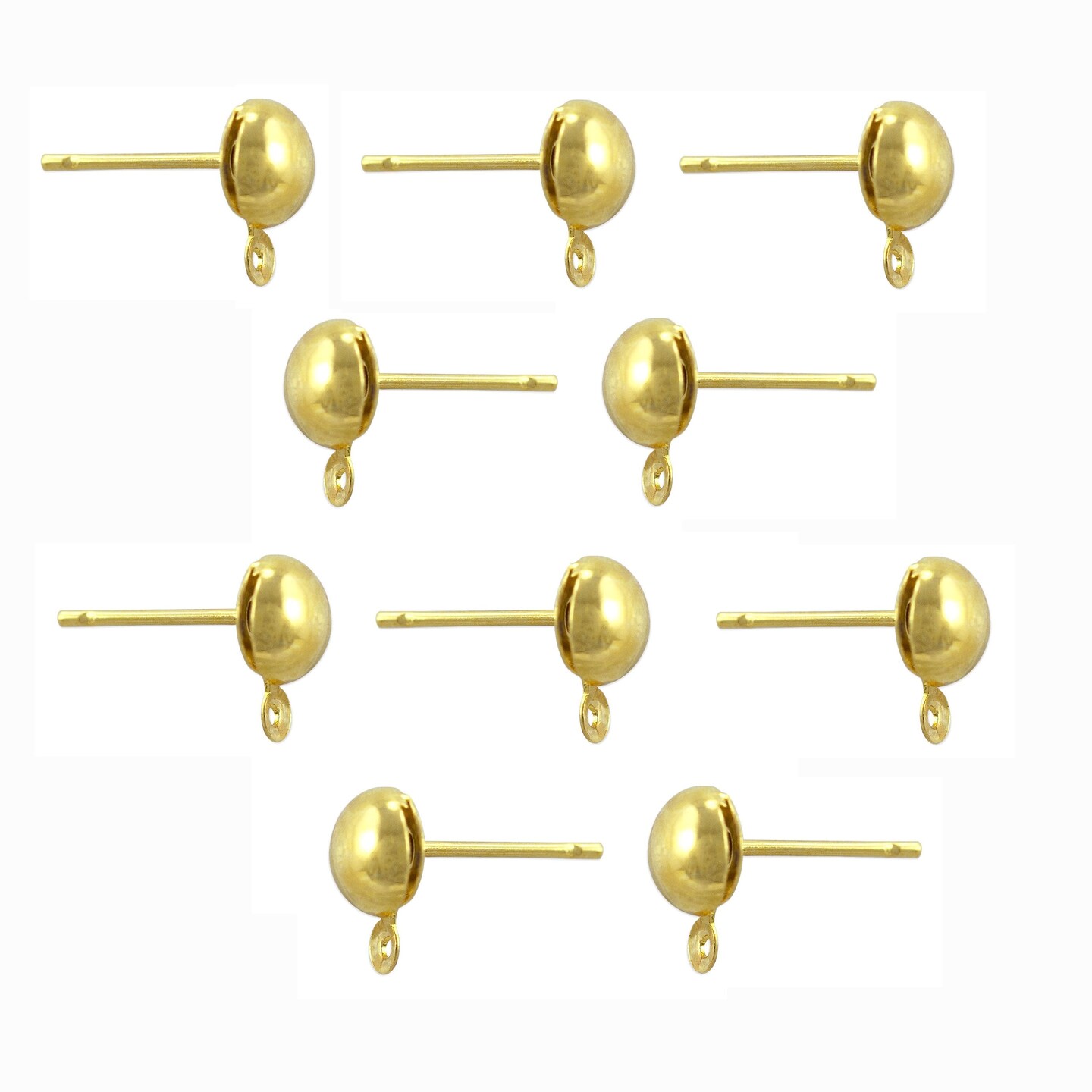 JewelrySupply 6mm Ball Post with Ring Gold Plated (Package of 10)
