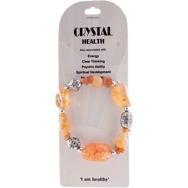 Earth&#x27;s Jewels Semi-Precious Crystal Natural Orange Bracelet, Dyed Citrine